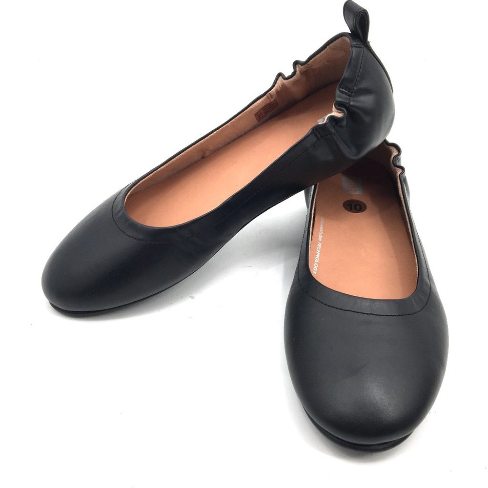 Fitflop Allegro leather ballet flat slip on shoes balletcore classic black 10